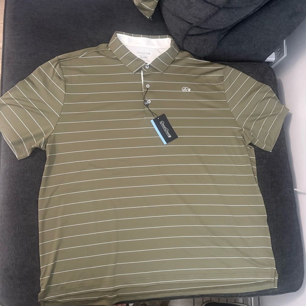 Good Good Golf Stance Stripe Polo Shirt Mens Sizes Green NWT